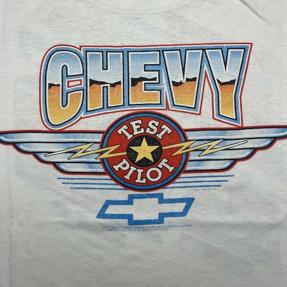 Vintage 80’s Chevy Car T Shirt Test Pilot Single Stitched 1987 Size L - Picture 3 of 10